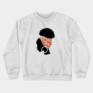 Afro Hair Woman with African Pattern Headwrap Crewneck Sweatshirt